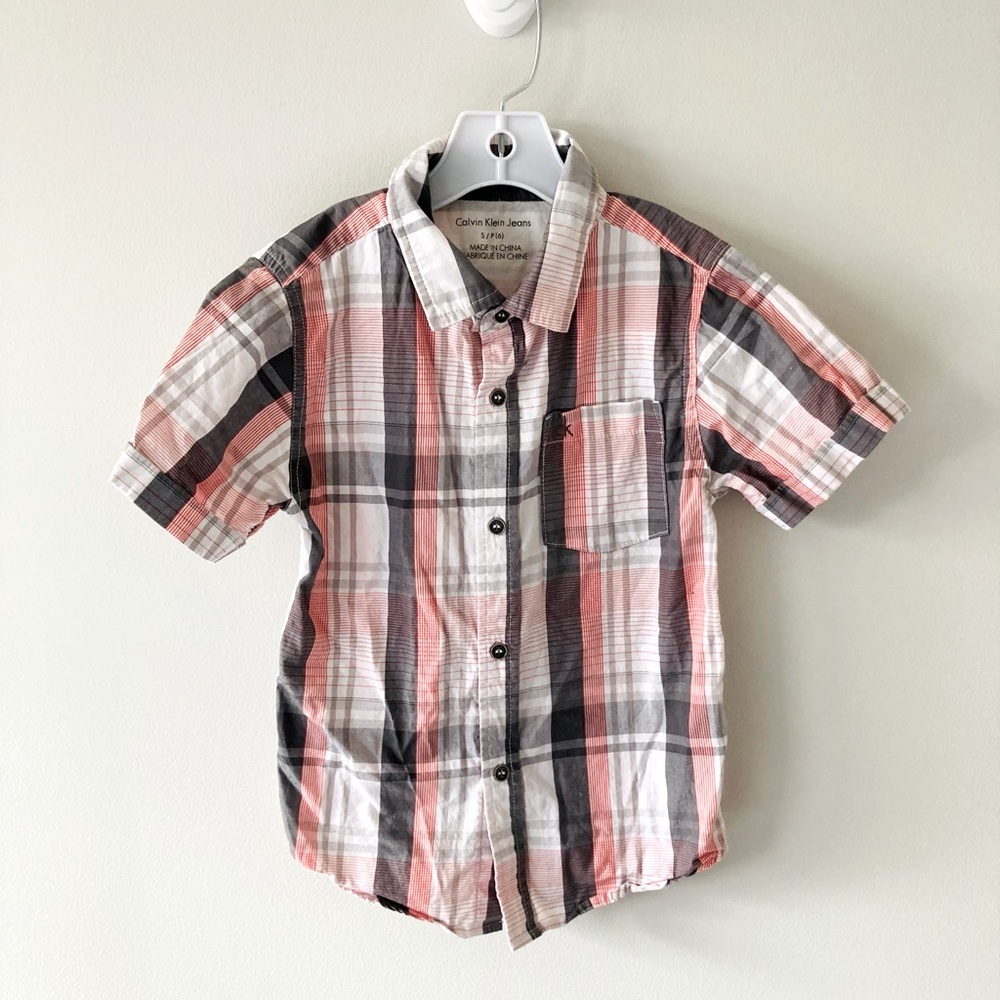 Calvin Klein Jeans Youth Boys Short Sleeve Button Down Shirt